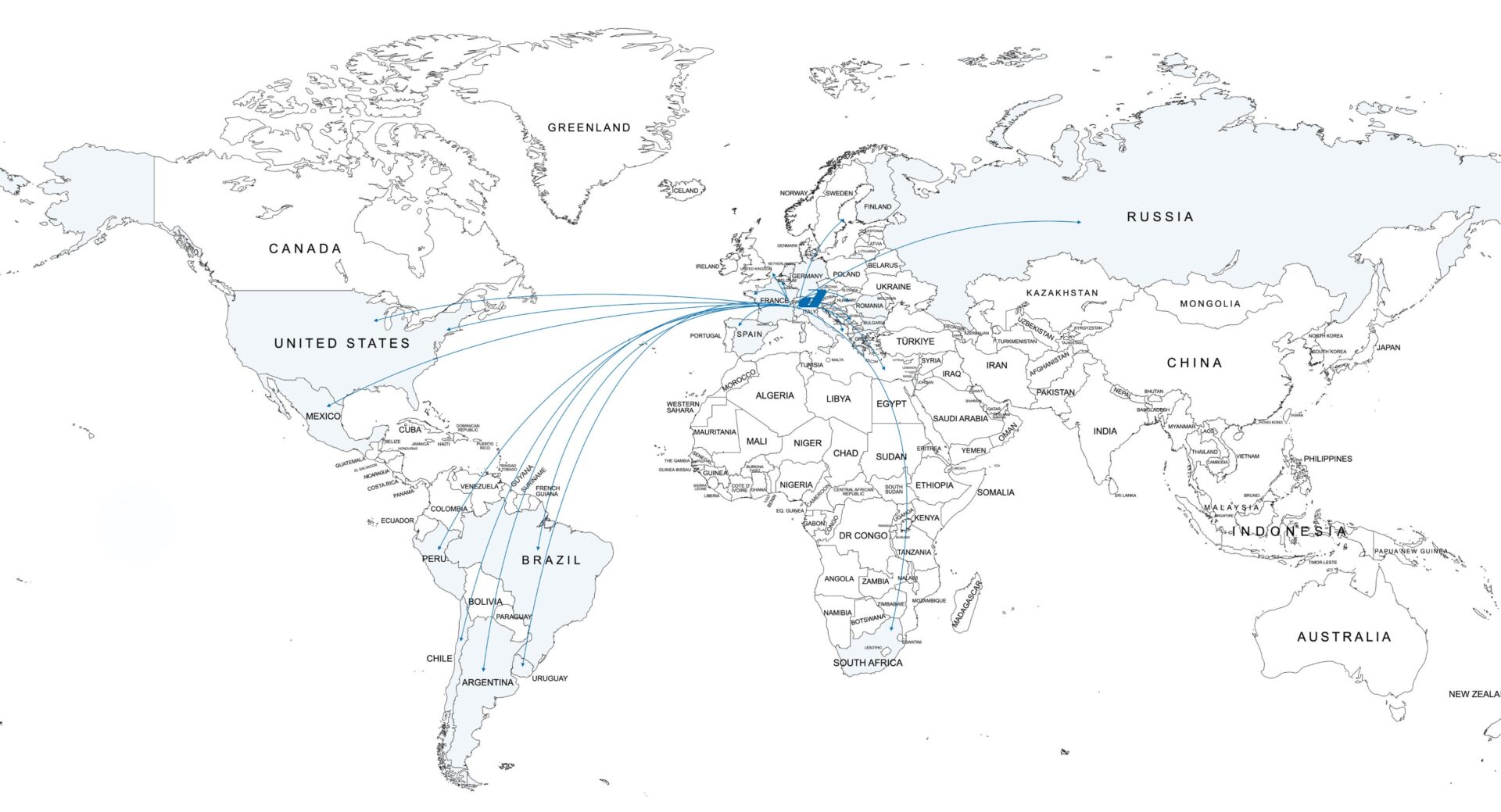 Azzali Elettronica around the word. Global. International. Worldwide.